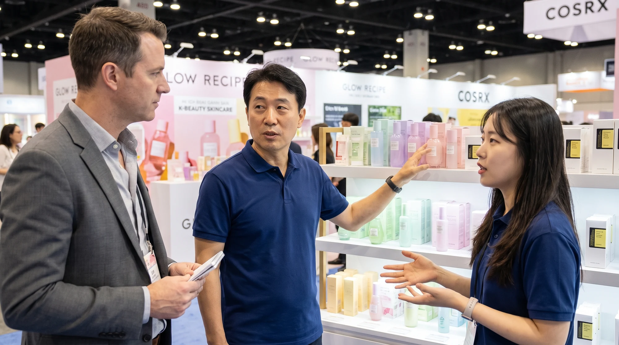 Interpreting a buyer meeting at a trade show booth